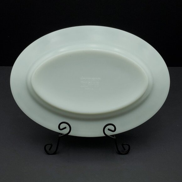 Pyrex PYR2 Green Leaf Platter Corning White Serving Plate Green Leaf Band - Picture 3 of 6
